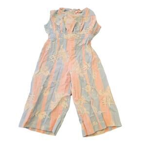 Vintage 1970s Baby Girls Sz 12M Jumpsuit Romper Blue Pink Western Cowboy Print